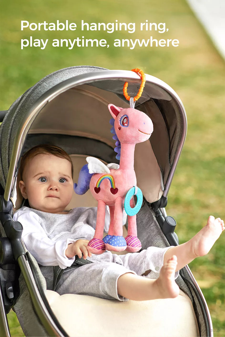 Pink horse rattle for car seat entertainment