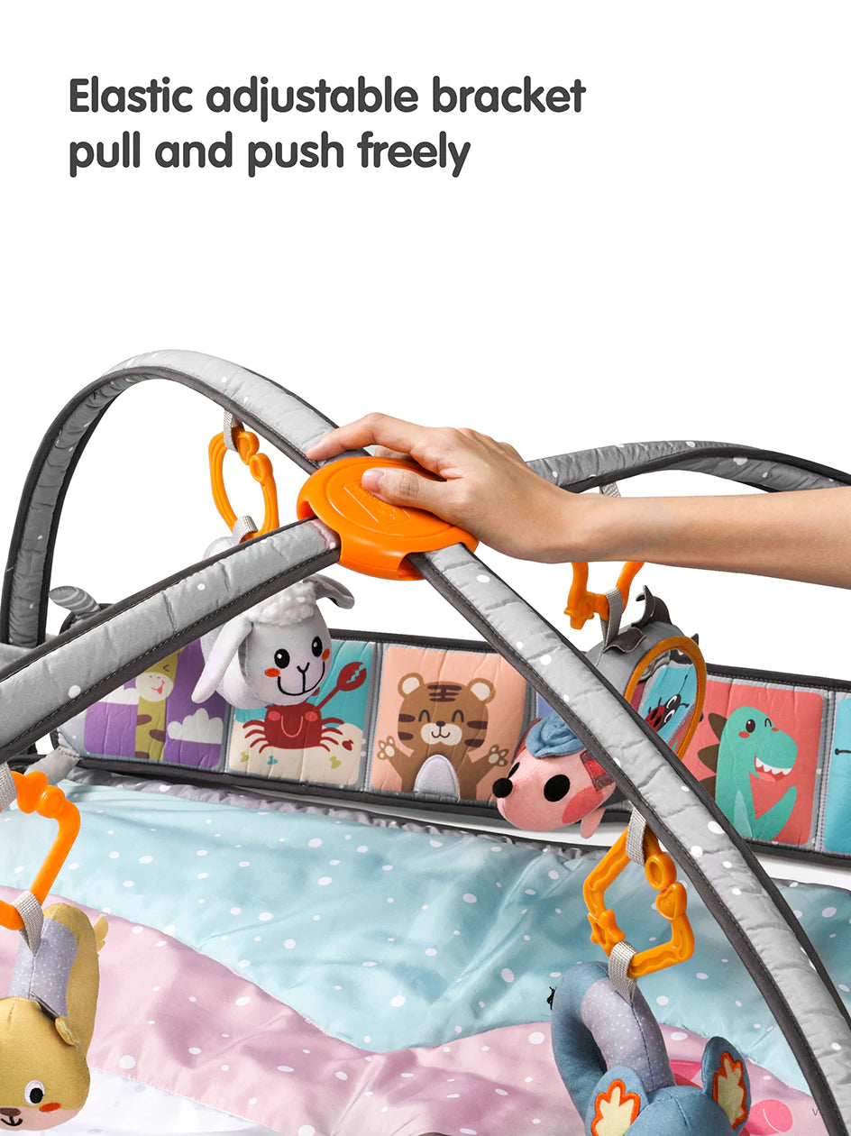 Play gym mat with engaging soft book
