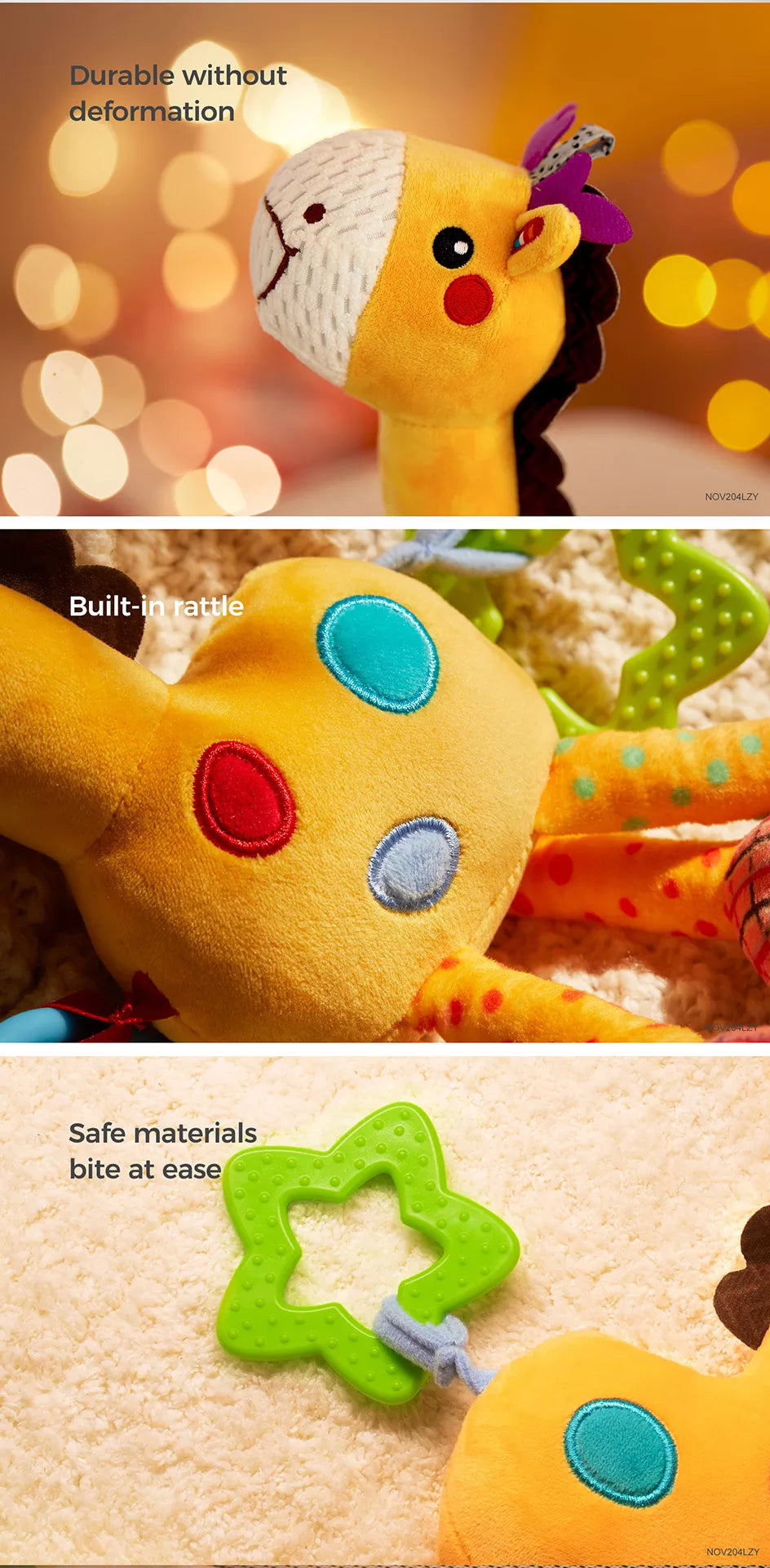 Plush activity toys for newborn crib entertainment