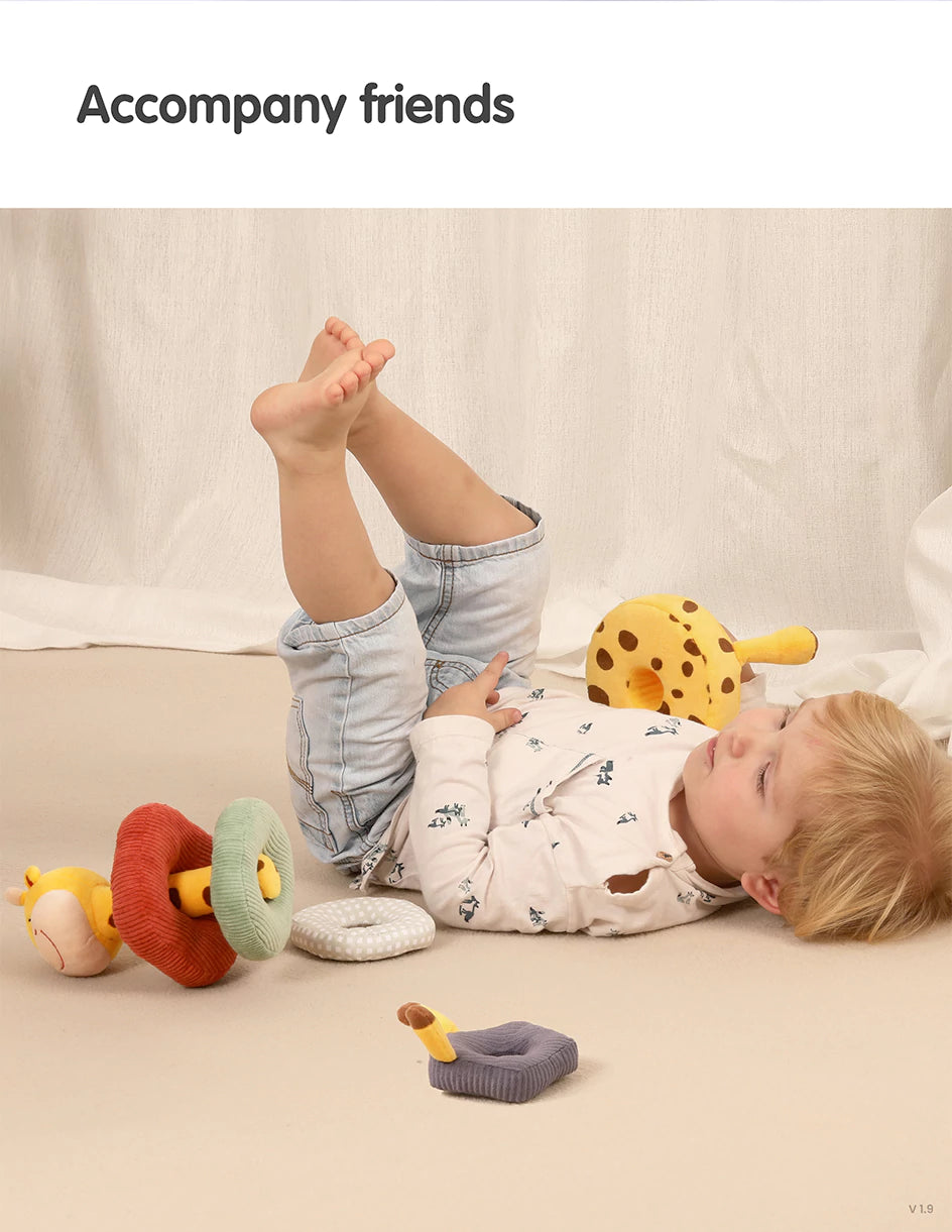 Plush giraffe stacking toy for baby_s tactile exploration