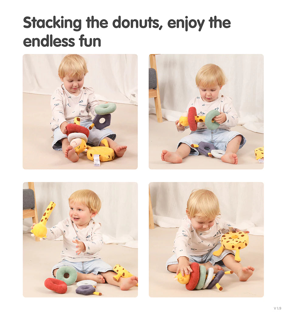 Plush stacking toy with giraffe design