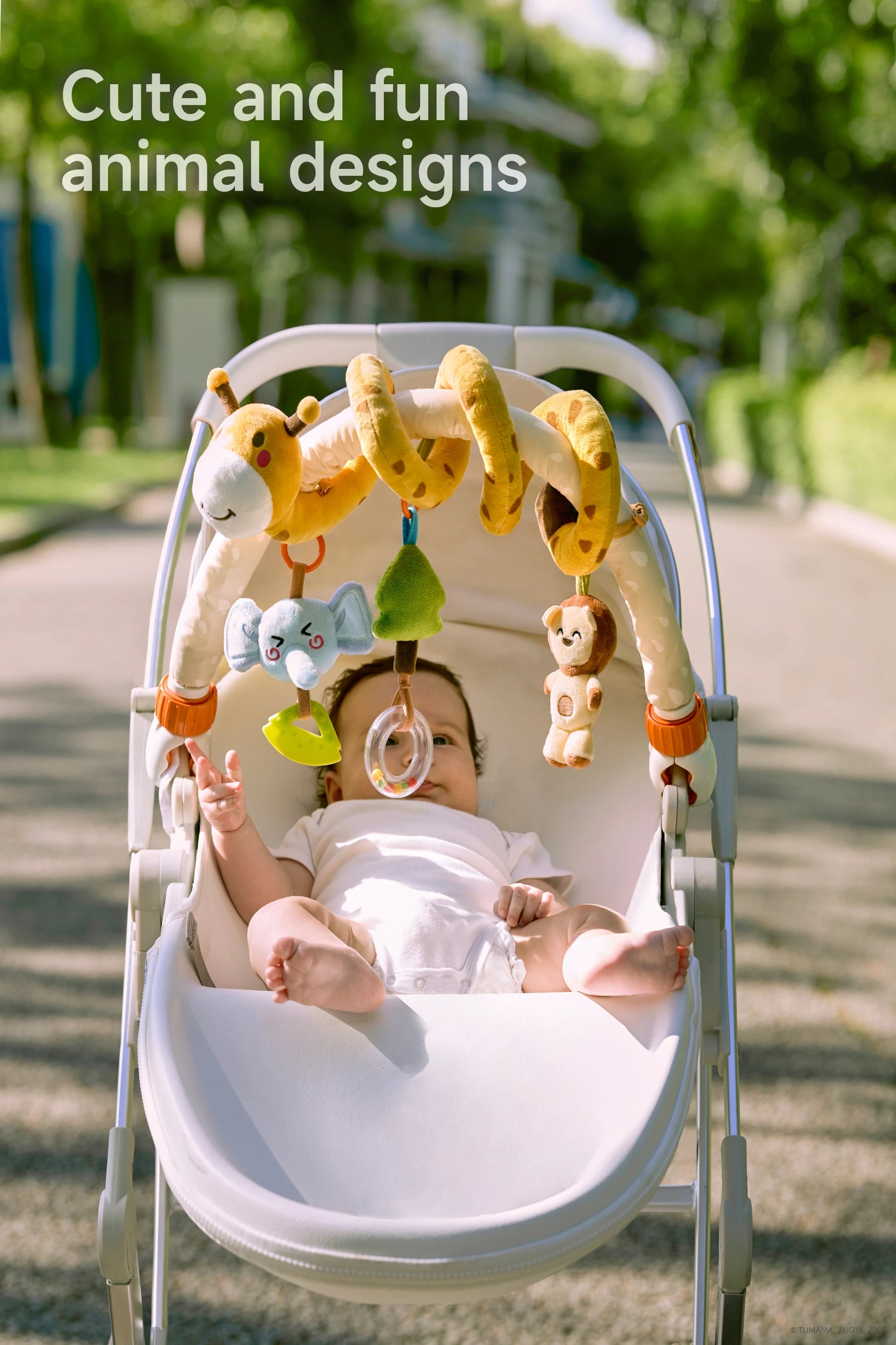 Portable baby mobile for bassinet car seat crib with animal arch