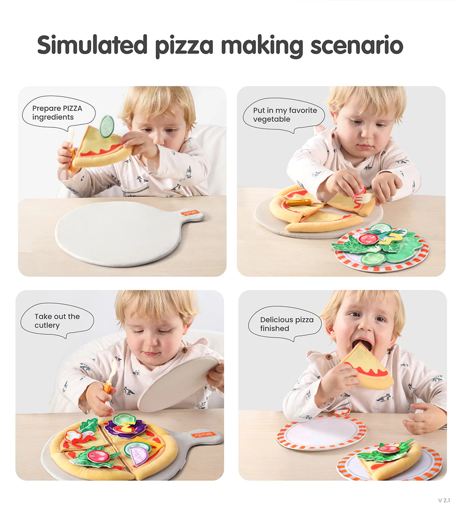Pretend play with soft food set for tactile learning