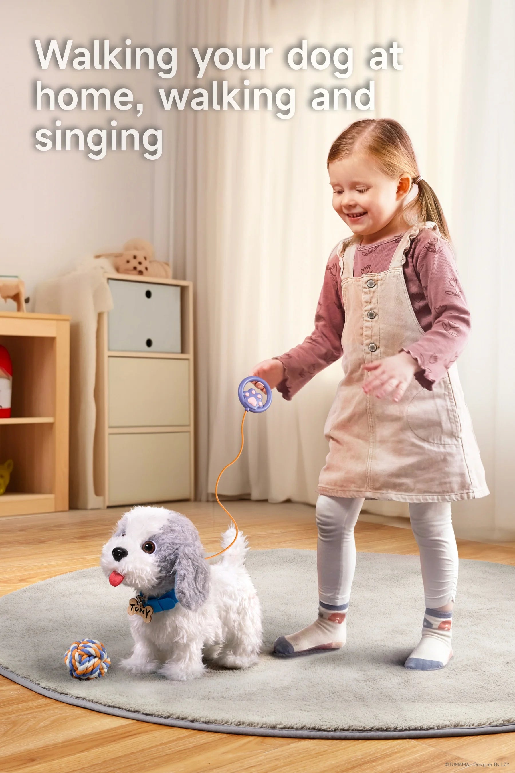 Realistic dog toy set featuring walking barking singing licking