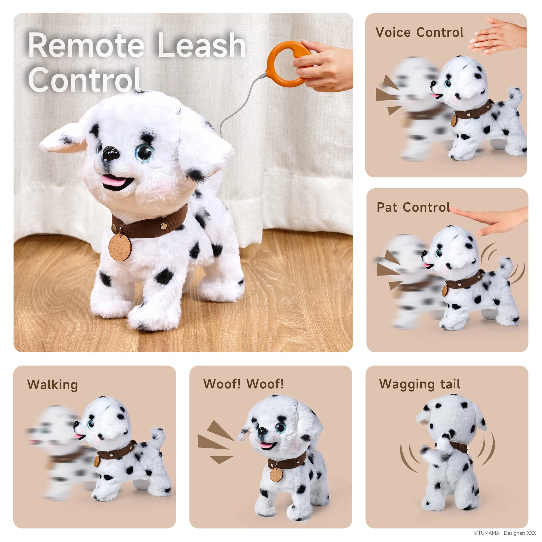 Remote and voice controlled walking barking toy dog