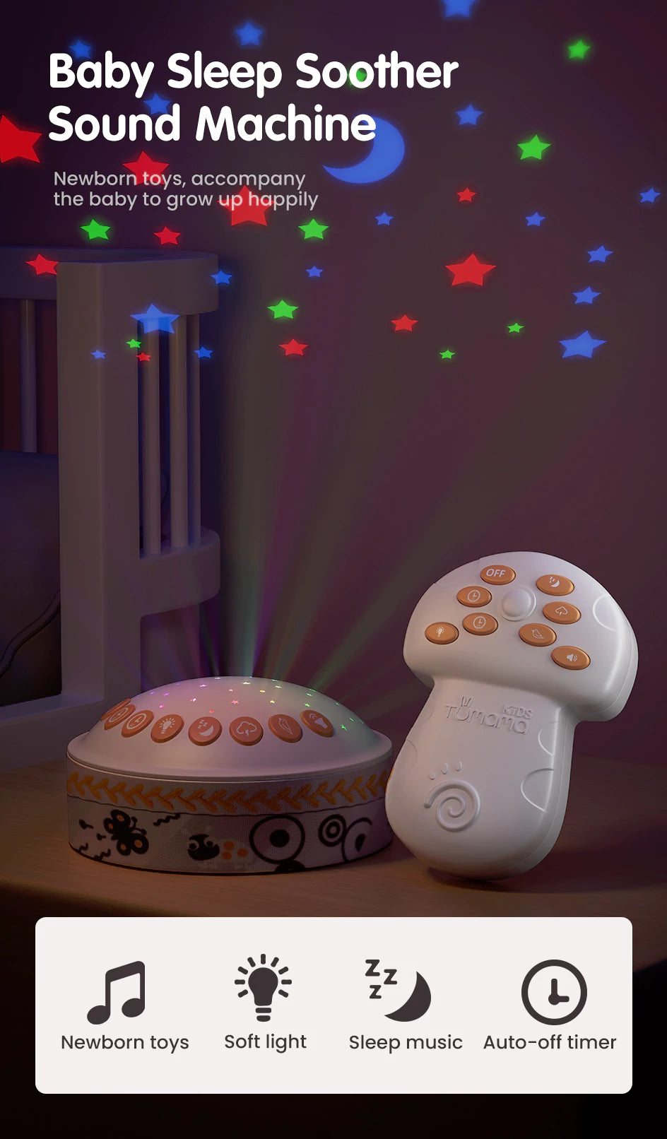 Remote controlled baby night light