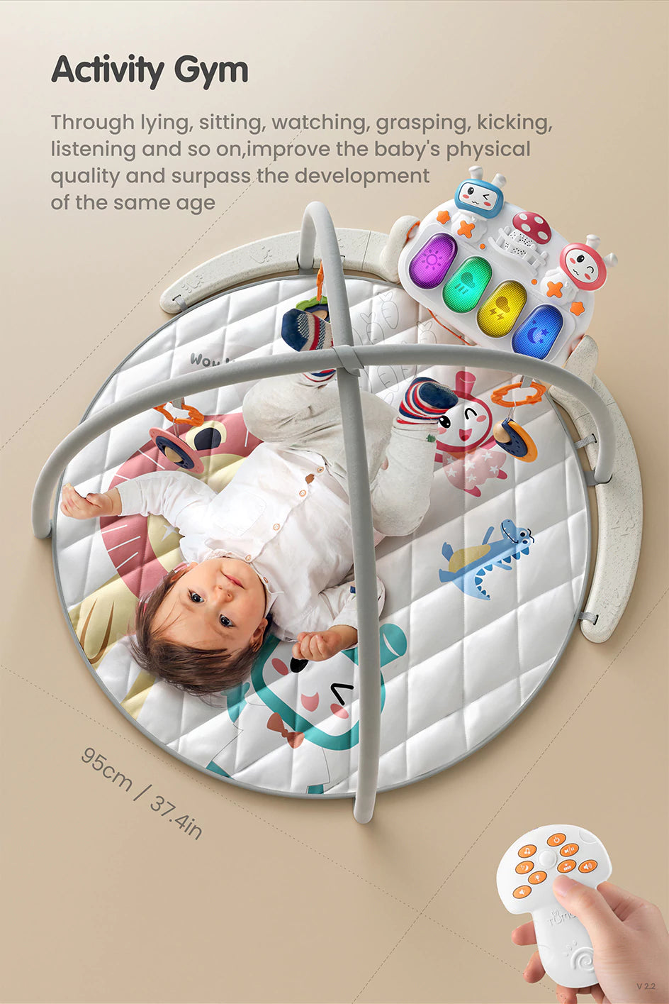 Remote operated baby gym with piano Activity Gym