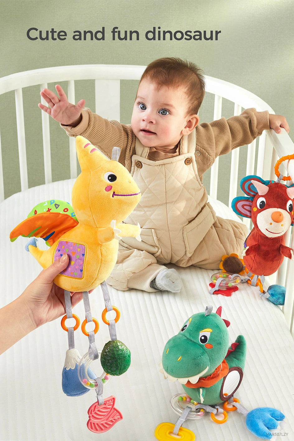 Sensory play with crinkle squeaky toys for infant development