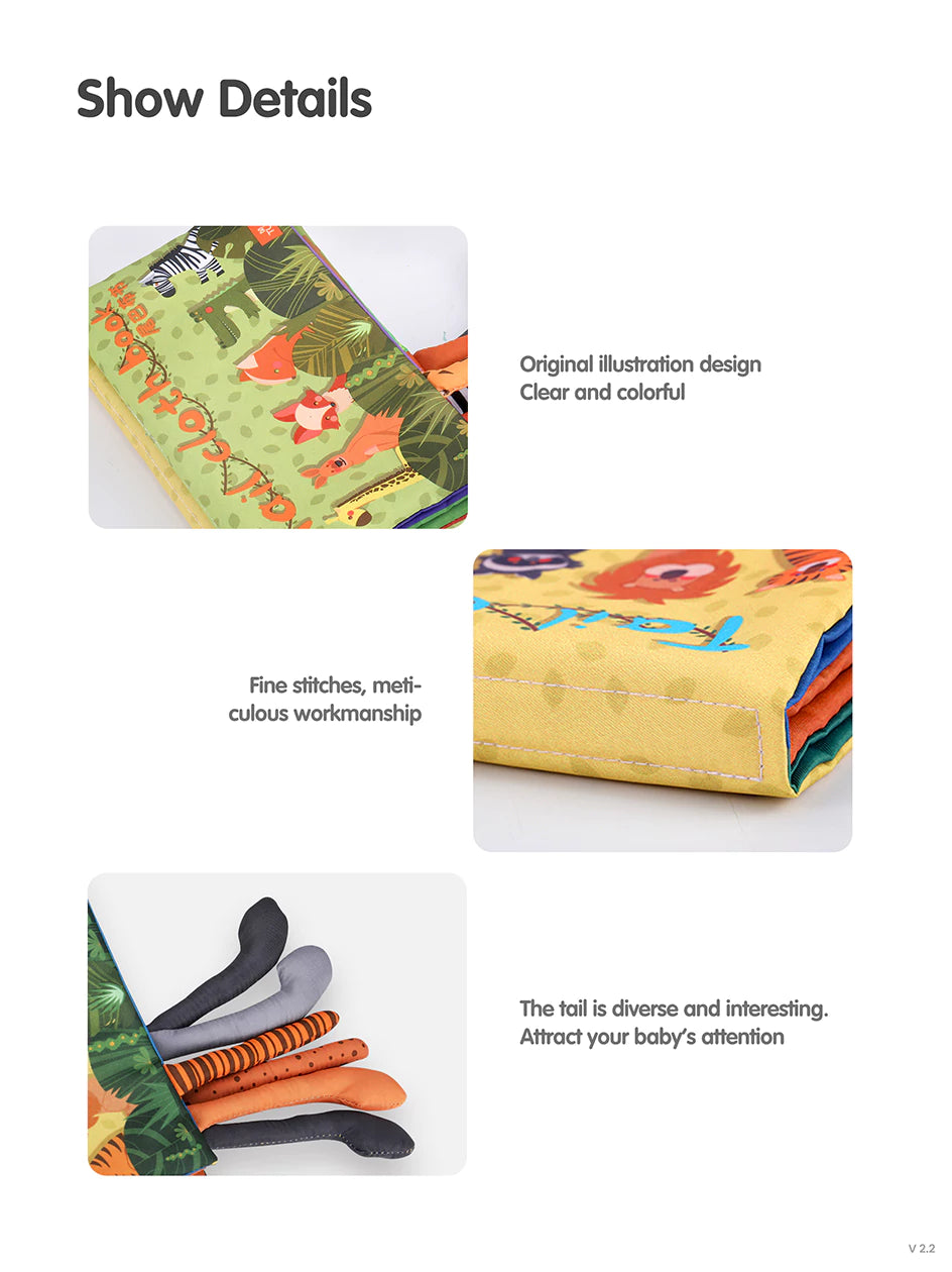 Soft jungle tails cloth books for baby_s tactile exploration