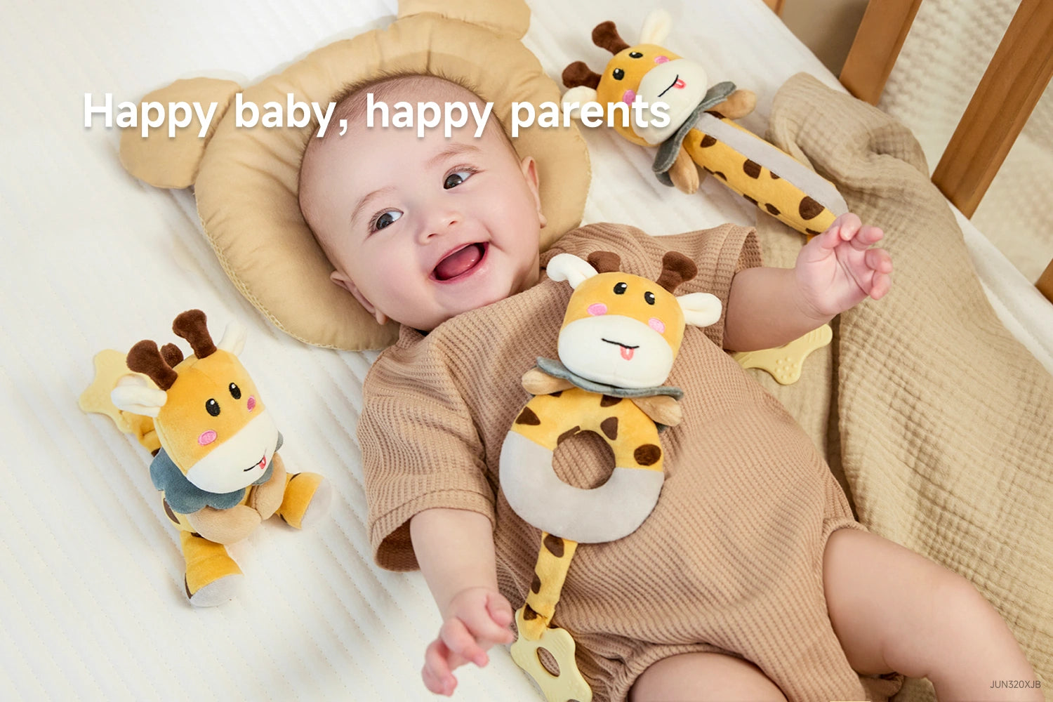 Soft teething ring giraffe plush set for baby_s oral comfort