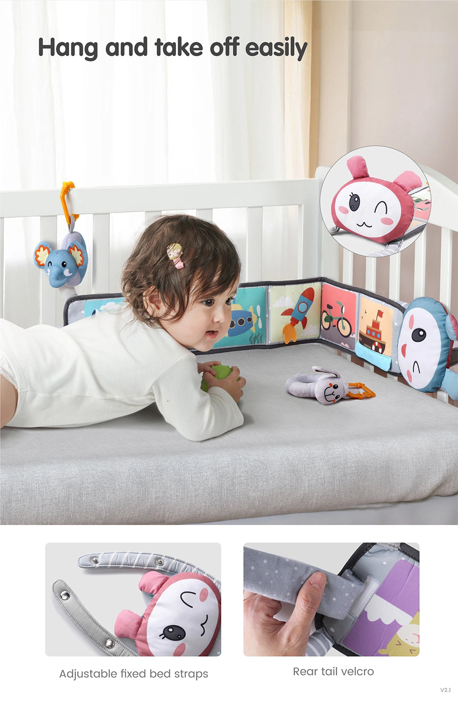 Soft toys set with cloth book and interactive mirror