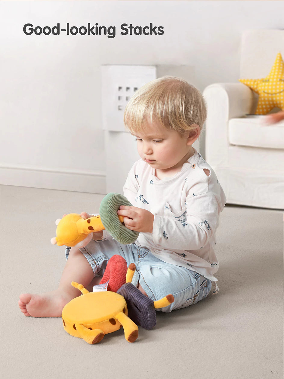 Stacking toys for newborns with plush and soft textures