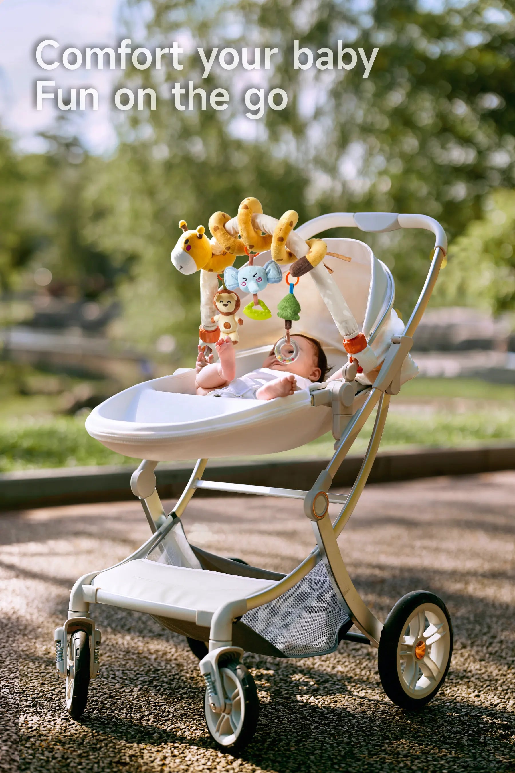 Stroller arch toy for babies with cute giraffe elephant lion
