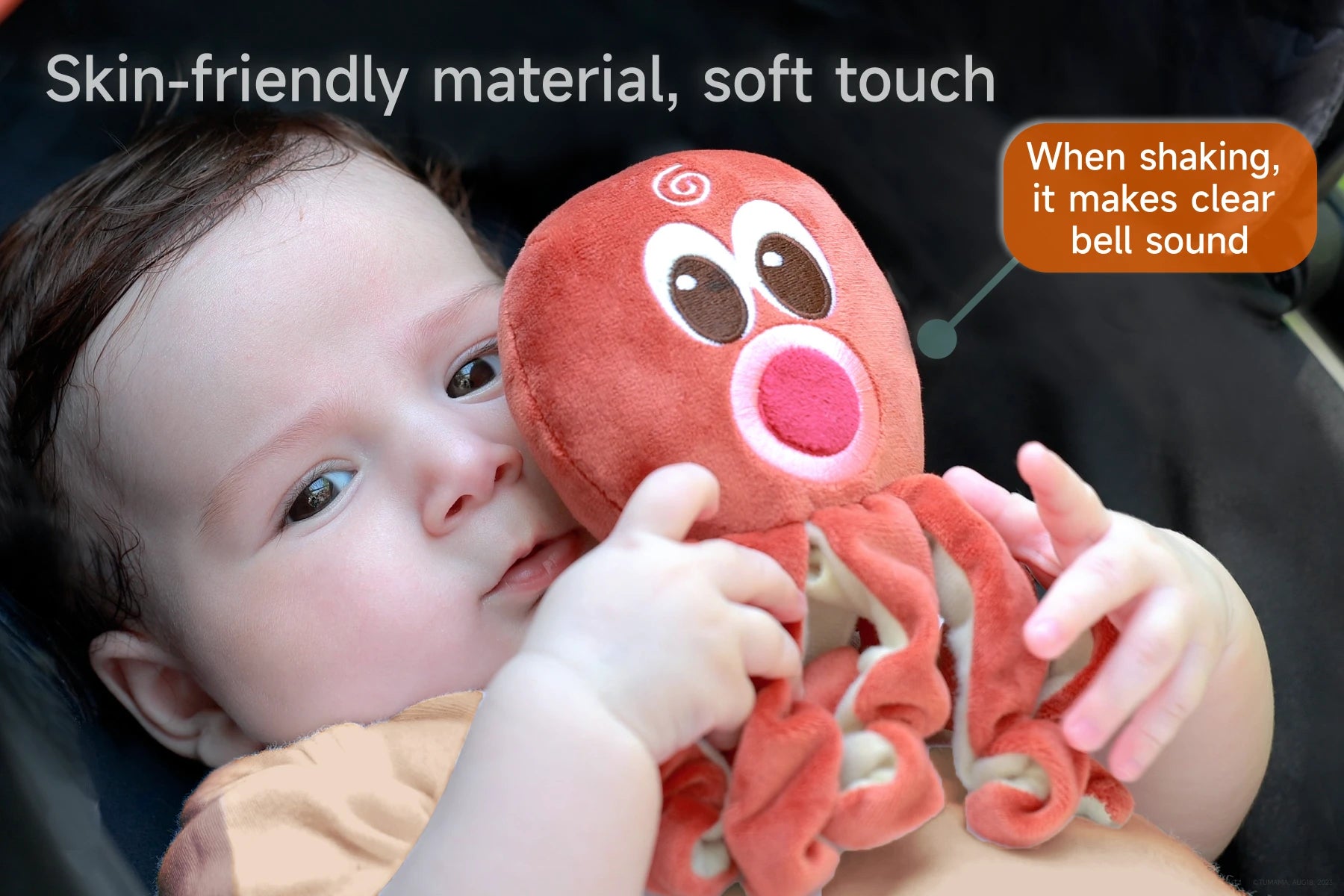Stroller crib toy featuring baby arch with octopus fish starfish