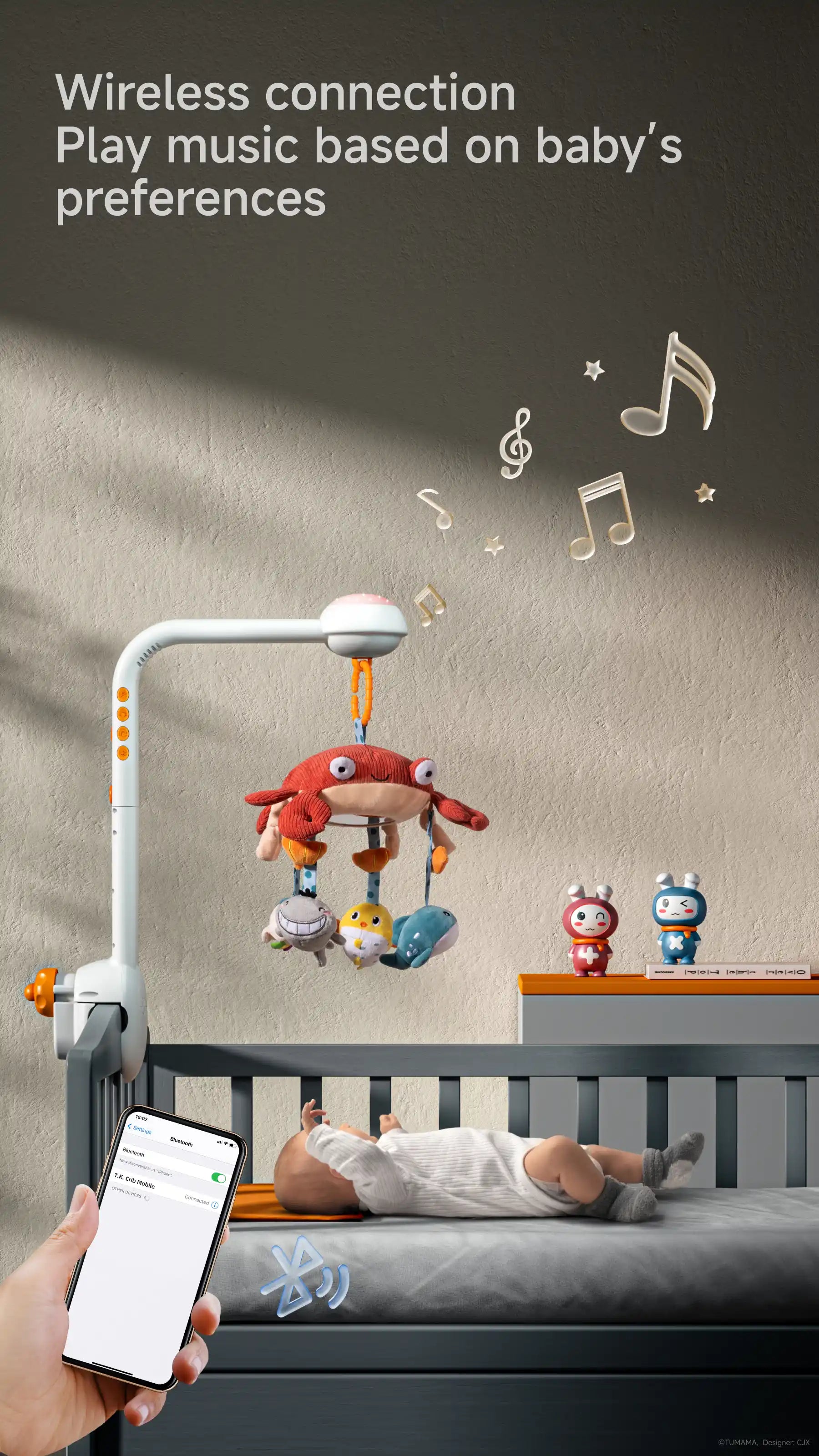 bluetooth crib toys with projection night light wireless connection