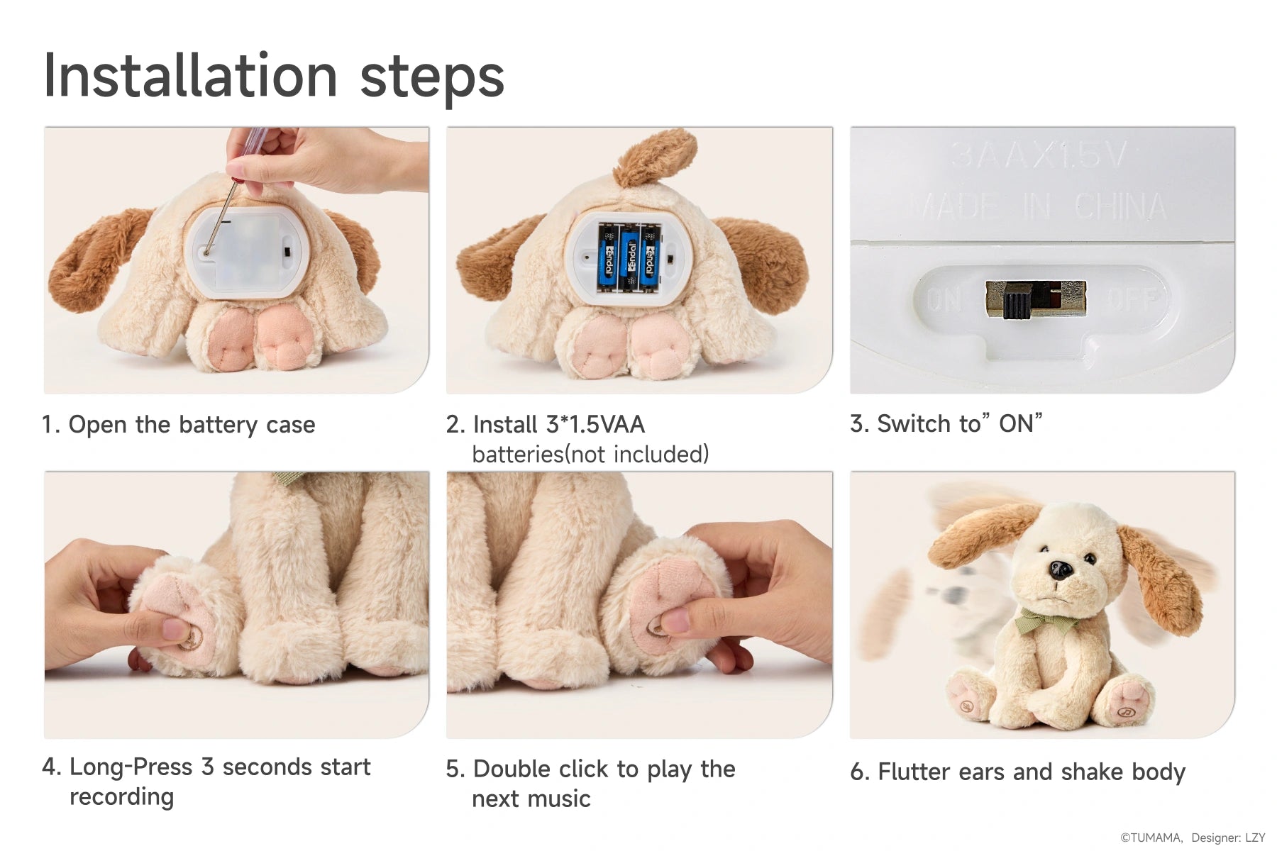 Realistic dog stuffed animal Installation steps