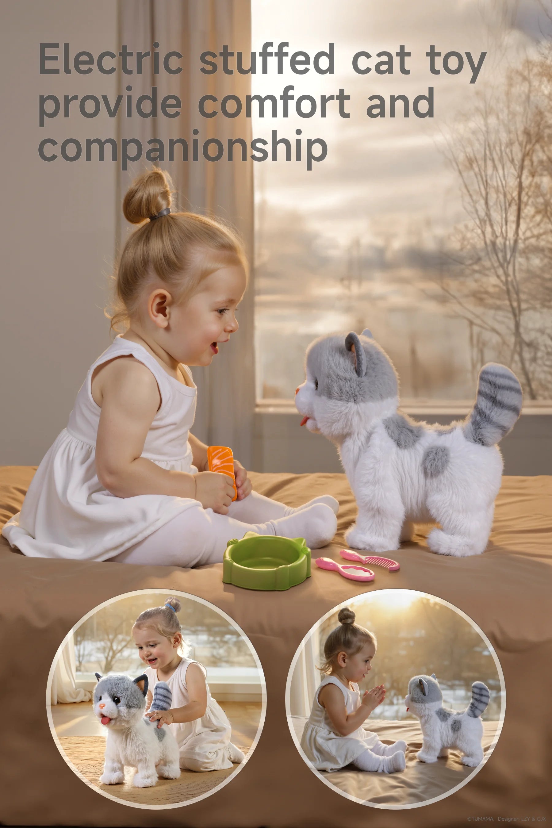 Electric stuffed cat toy provide comfort and companionship