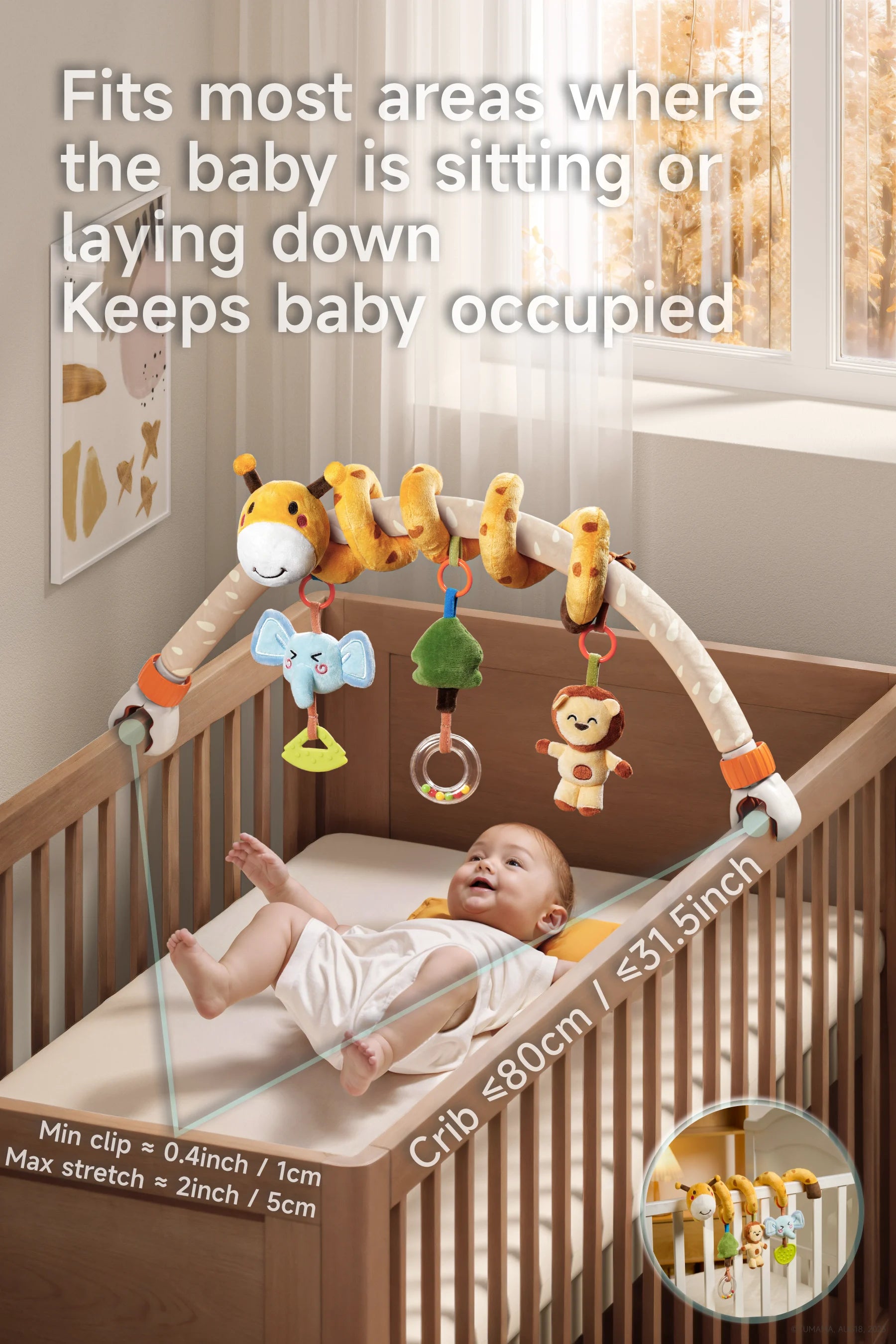 Travel activity arch toy for infants with giraffe and friends