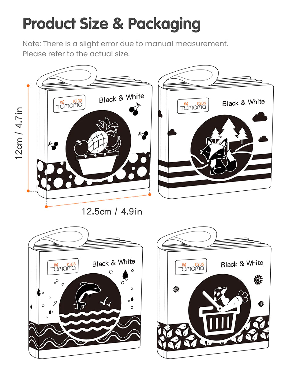 black and white crinkle book soft cloth baby book product size packaging