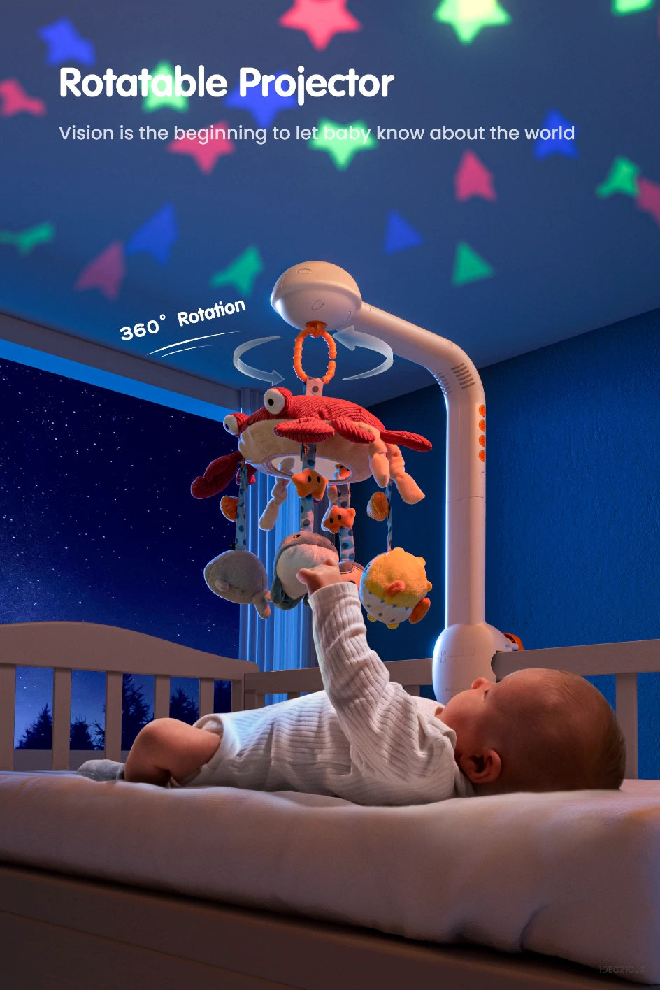 bluetooth crib toys with projection night light rotatable projector