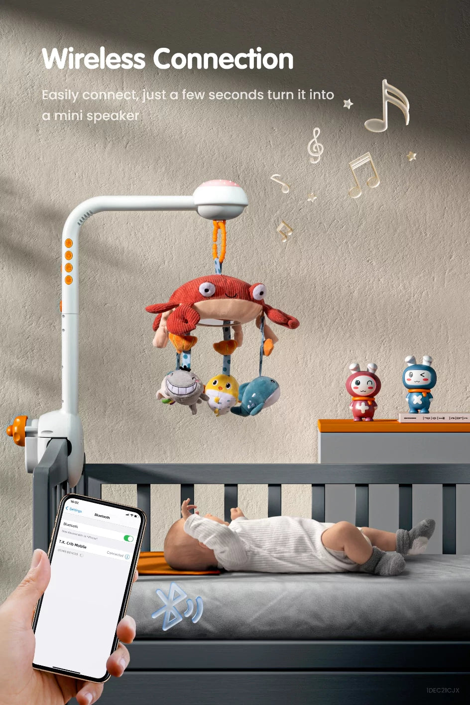 bluetooth crib toys with projection night light wireless connection