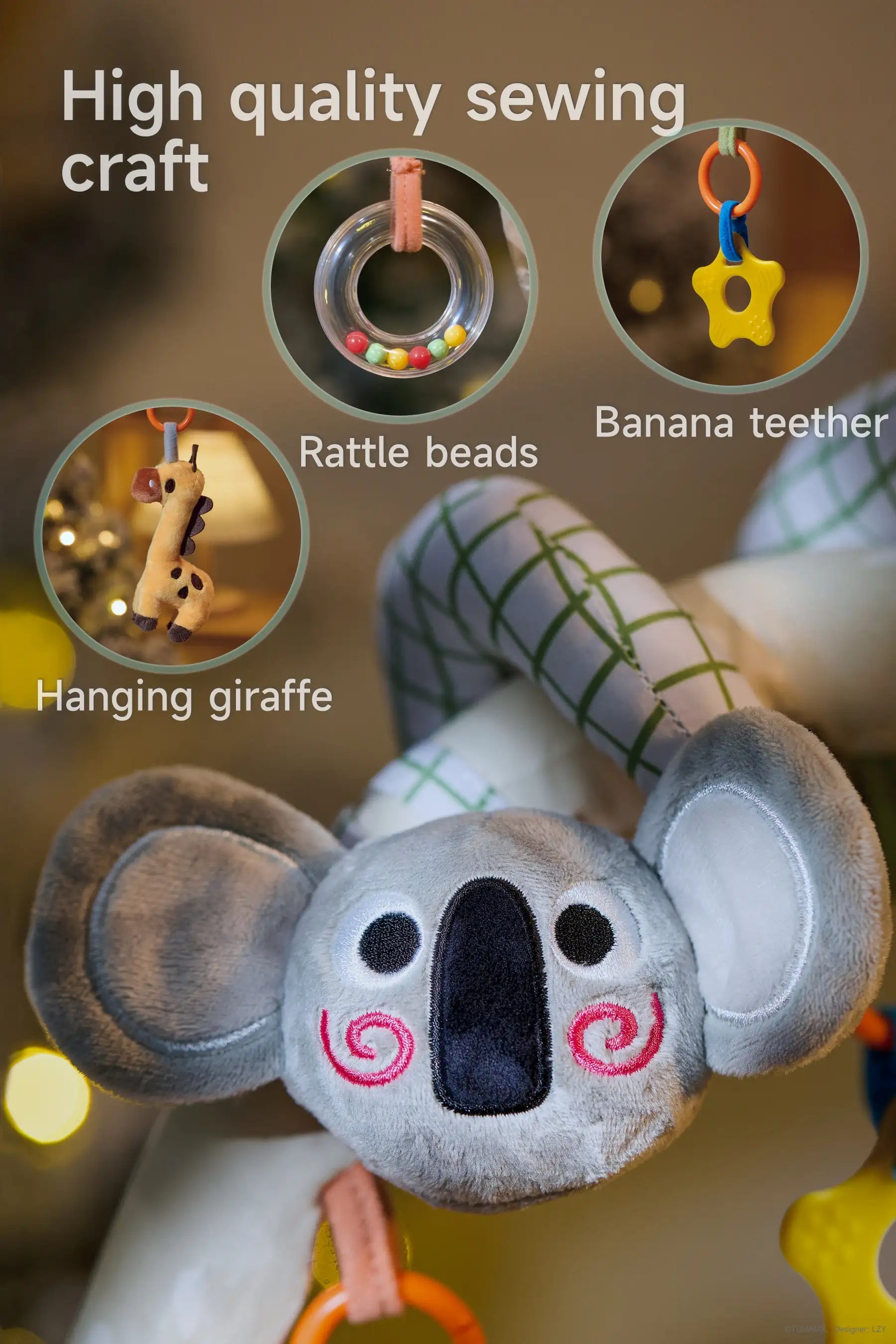 koala giraffe bird arch stroller baby toy high quality sewing craft
