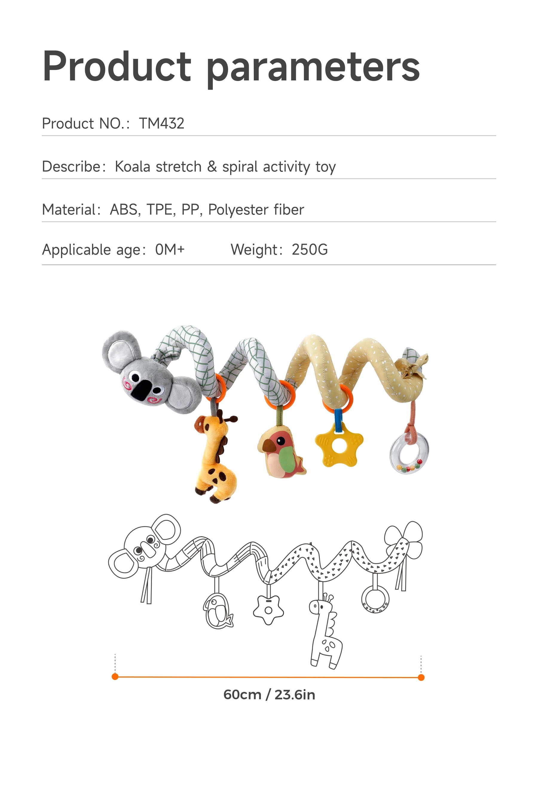 koala giraffe bird arch stroller baby toy product parameters