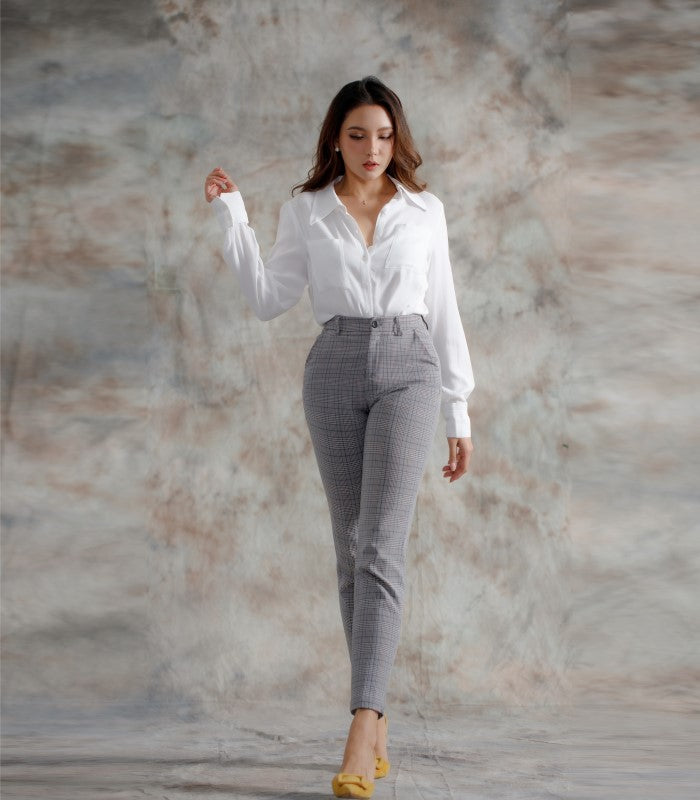 Checkmate - High Waisted Trousers for Women