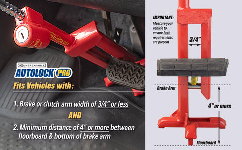 Unbreakable Autolock fit vehicles specific brake arm width