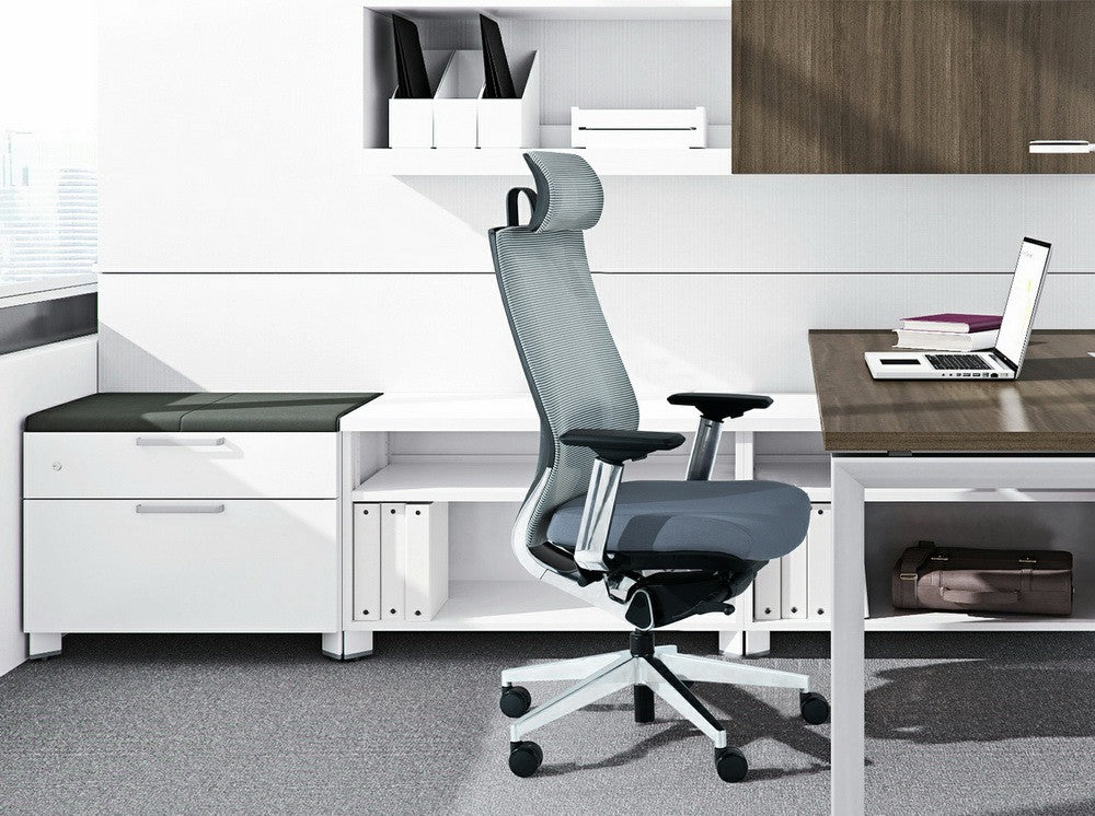 辦公椅 人體工學 網背 布座 3D扶手 有頭枕 可升降 簡約 舒適 腰部支撐 透氣 網布 黑框
