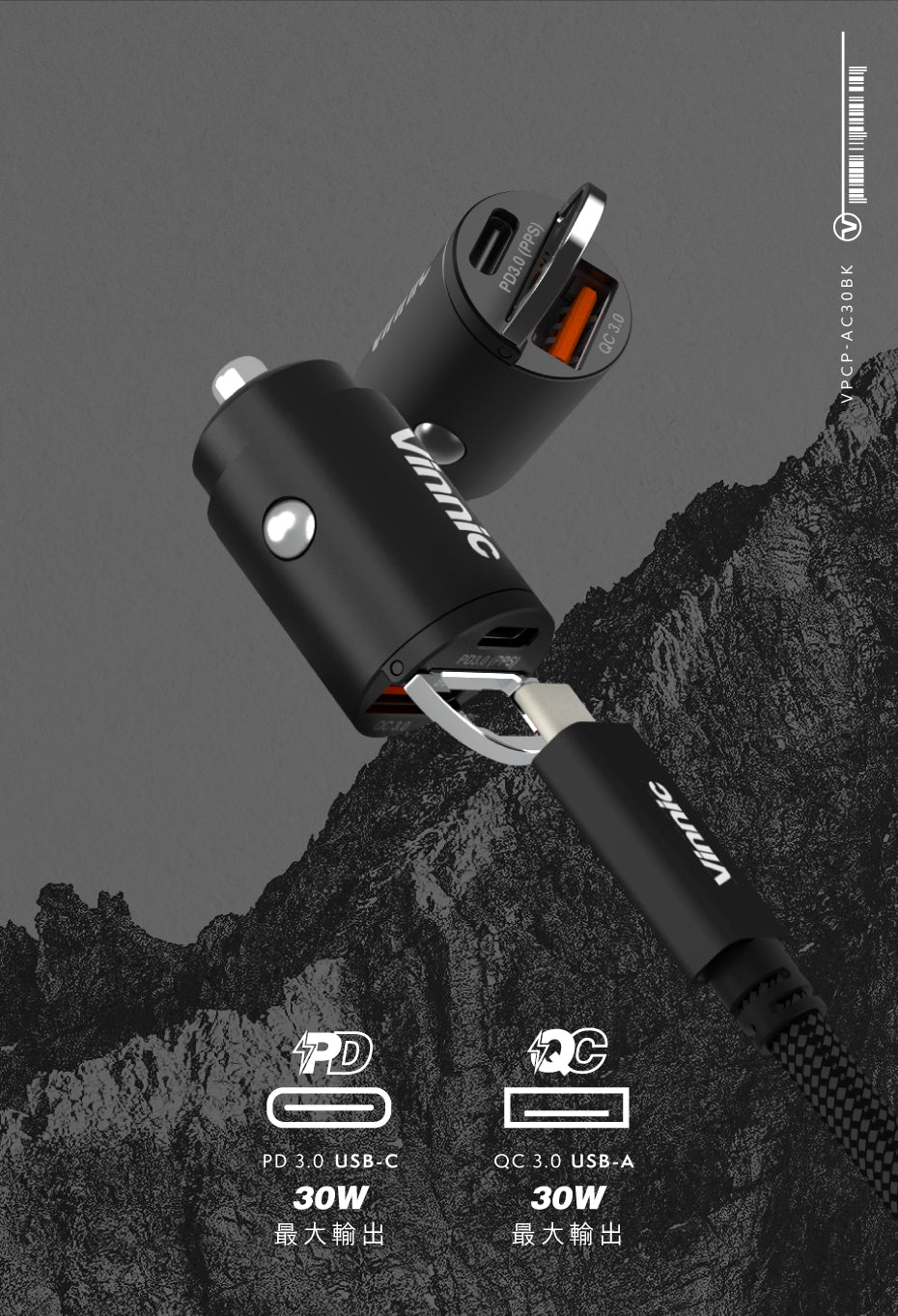 Vinnic 30W PD QC Mini Car Charger