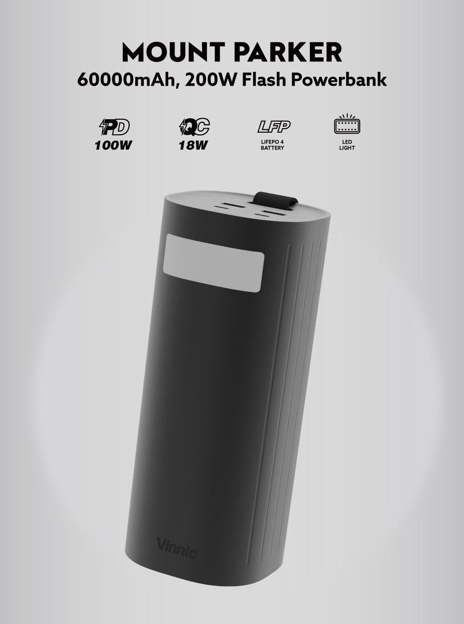 Vinnic Mount Parker 60,000mAh 200W 超快速行動電源 PD QC 60K