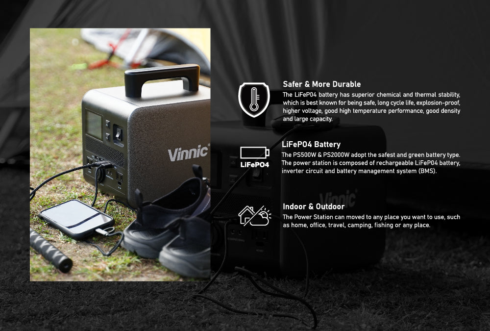 Vinnic PS700W-512Wh 160,000 mAh LFP Portable Power Station