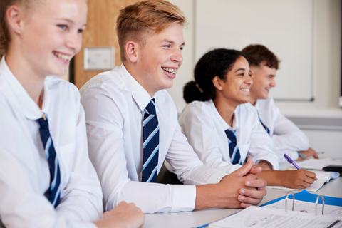Teenagers learning in classroom setting