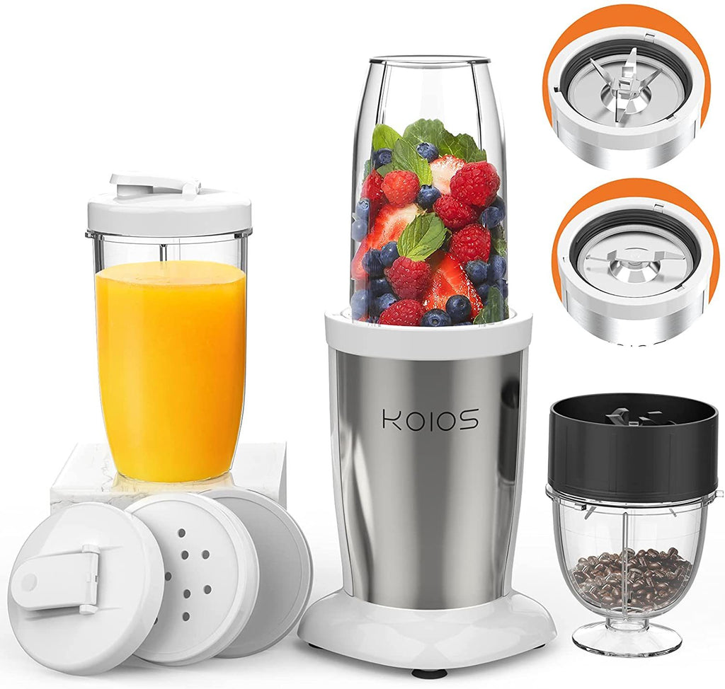 1000W Smoothie Blender for Shakes and Smoothies, 11 Pieces Personal Blender for Kitchen - 12.51D x 4.84W x 11.41H - Silver