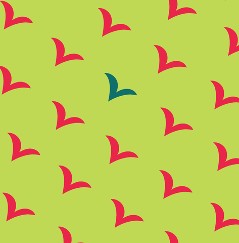 Flock of birds pattern - one is in a different colour, which draws the eye of a baby