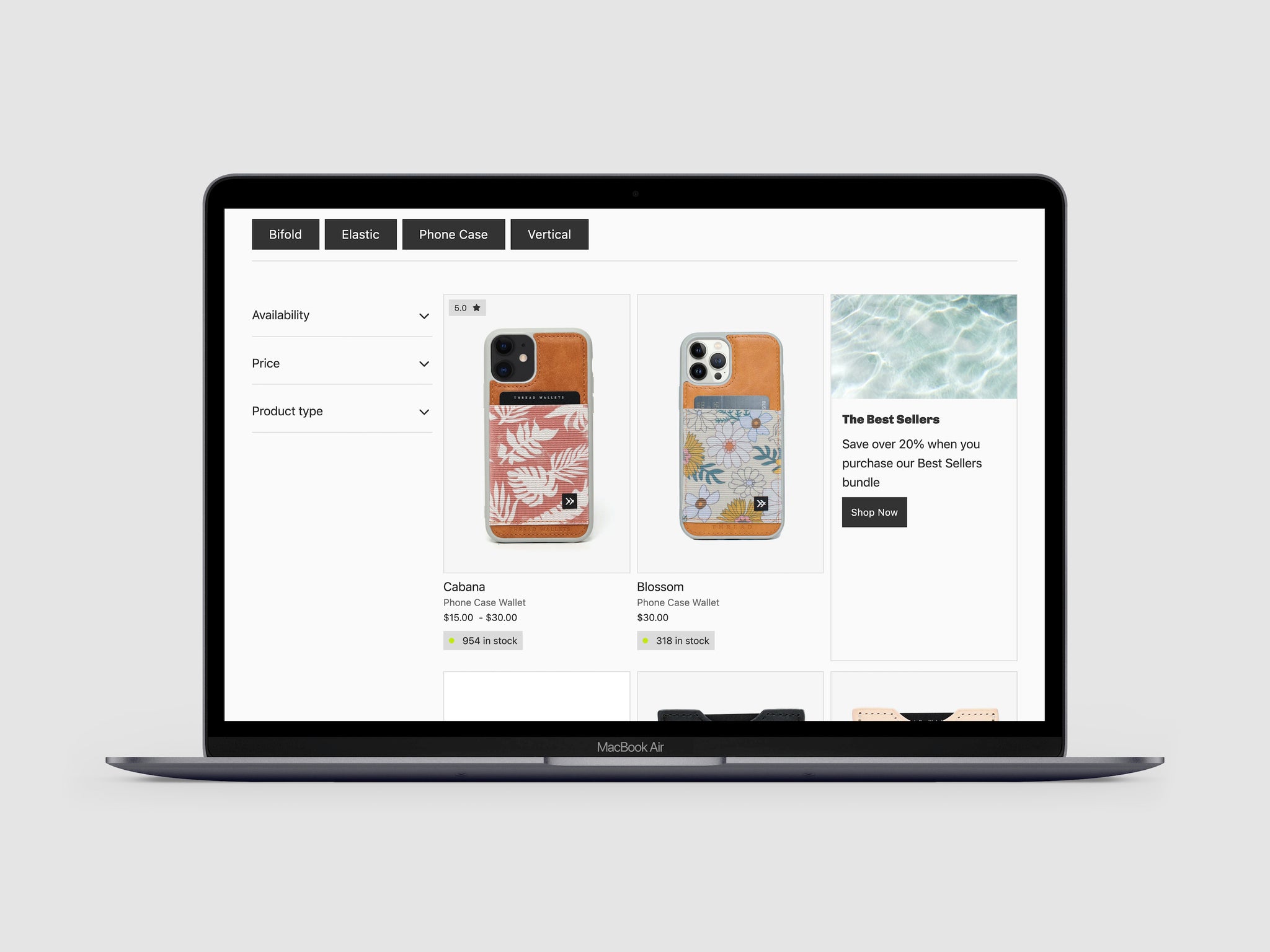Paper Shopify with new collection template that has a sticky filter bar on the right