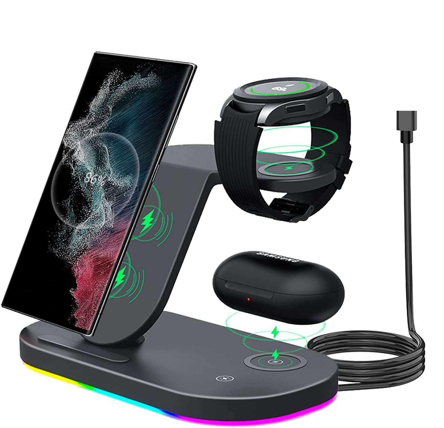 3 in 1 Android Wireless Charger for Samsung Devices （Adapter not inclu -  Yiren NZ