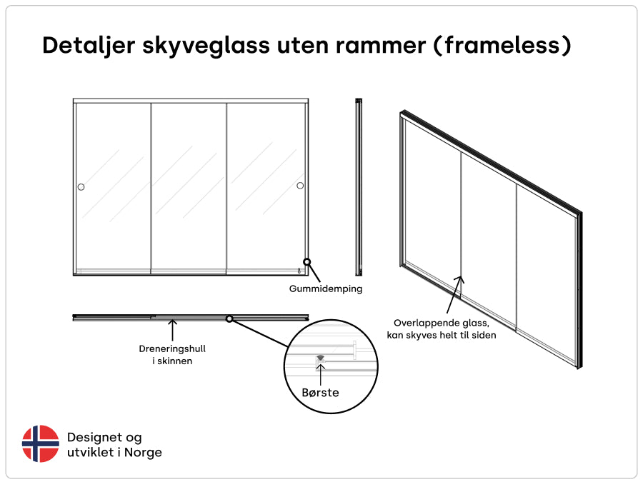 PERGOLUX Crystal utestue skyvedører frameless