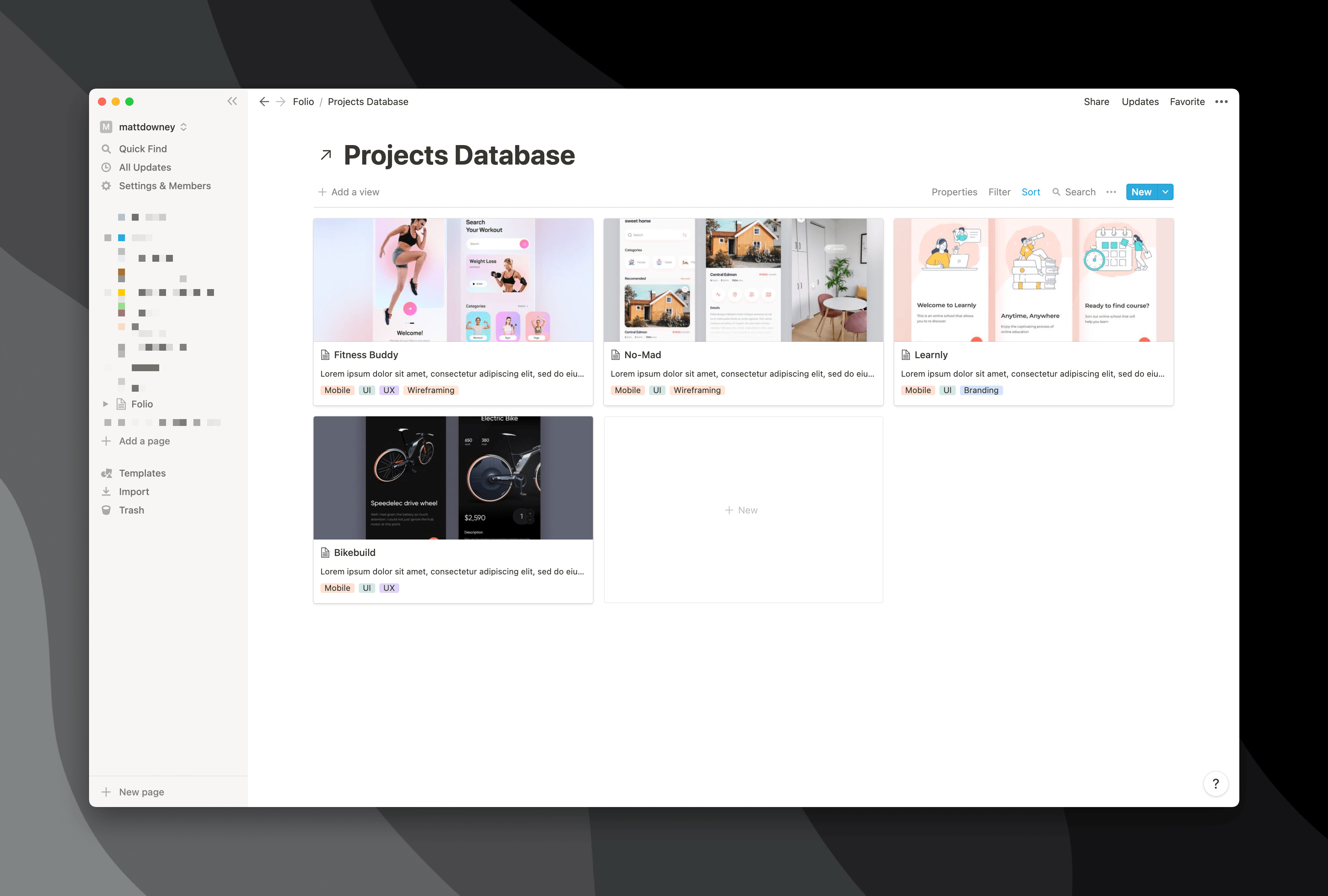 Notion Projects Database