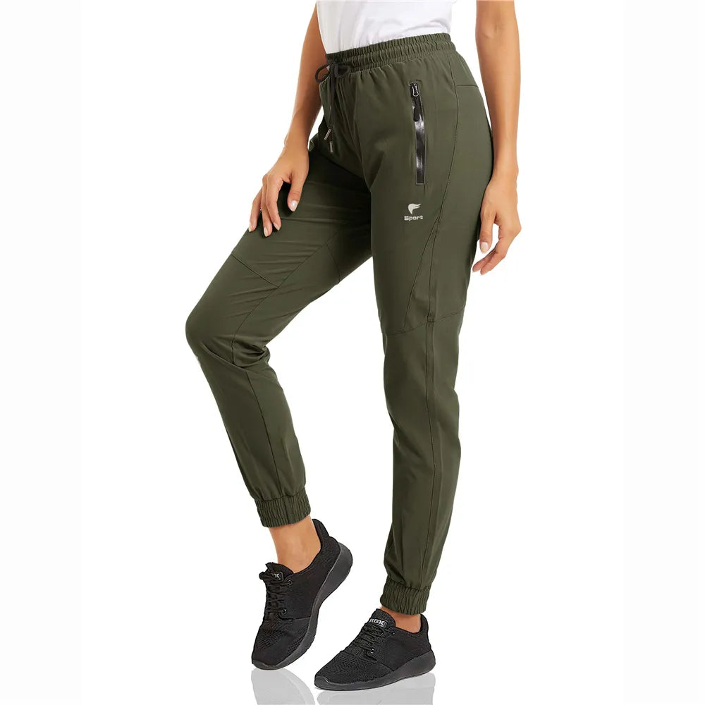Women's Quick Dry Long Pants Cargo Pants Lady Multi-Zipper Pockets Joggers Sweatpants Hiking Fishing Gym Trousers Work