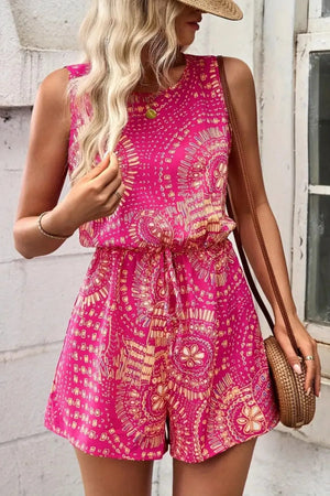 Boho Floral Print Sleeveless Summer Romper - KeyKeyWilch