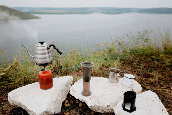 Coffee Aeropress on lunch during hiking