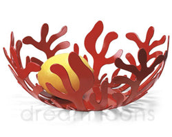 Alessi Mediterraneo 29cm Red Fruit Bowl - The playful influences of oceananic marine life can be clearly seen in these pleasingly bold designs by Emma Silvestris.