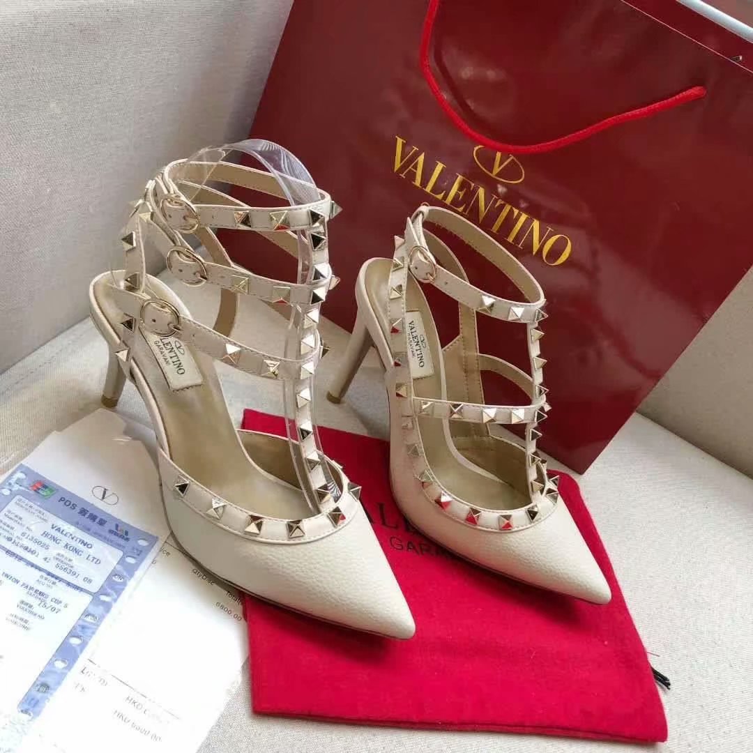 Valentino Fashion Trending Leather Women High Heels Shoes Women Sandals Heel