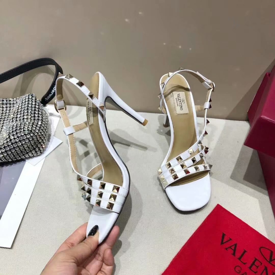 Valentino Fashion Trending Leather Women High Heels Shoes Women Sandals Heel