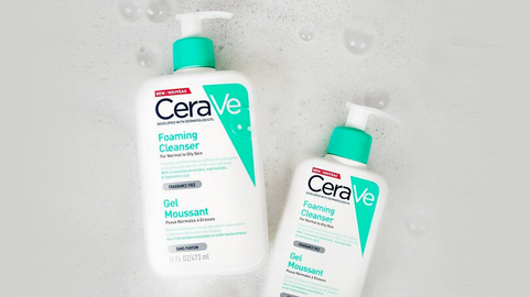 A girl uses the CeraVe Foaming Cleanser