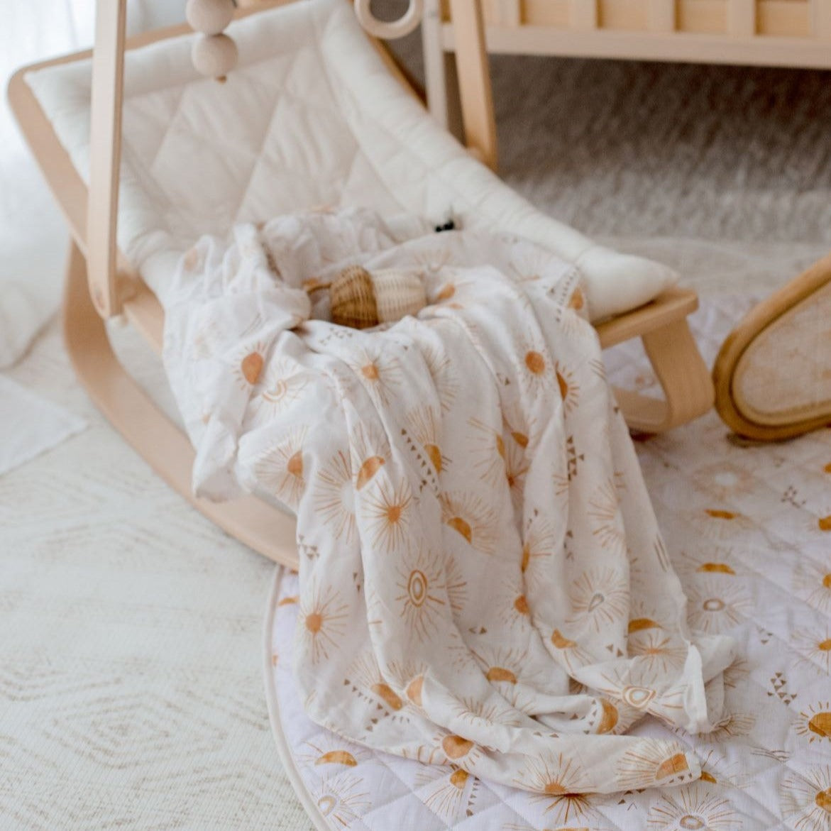 Bamboo Cotton Muslin Swaddle | Bohemian Sunshine