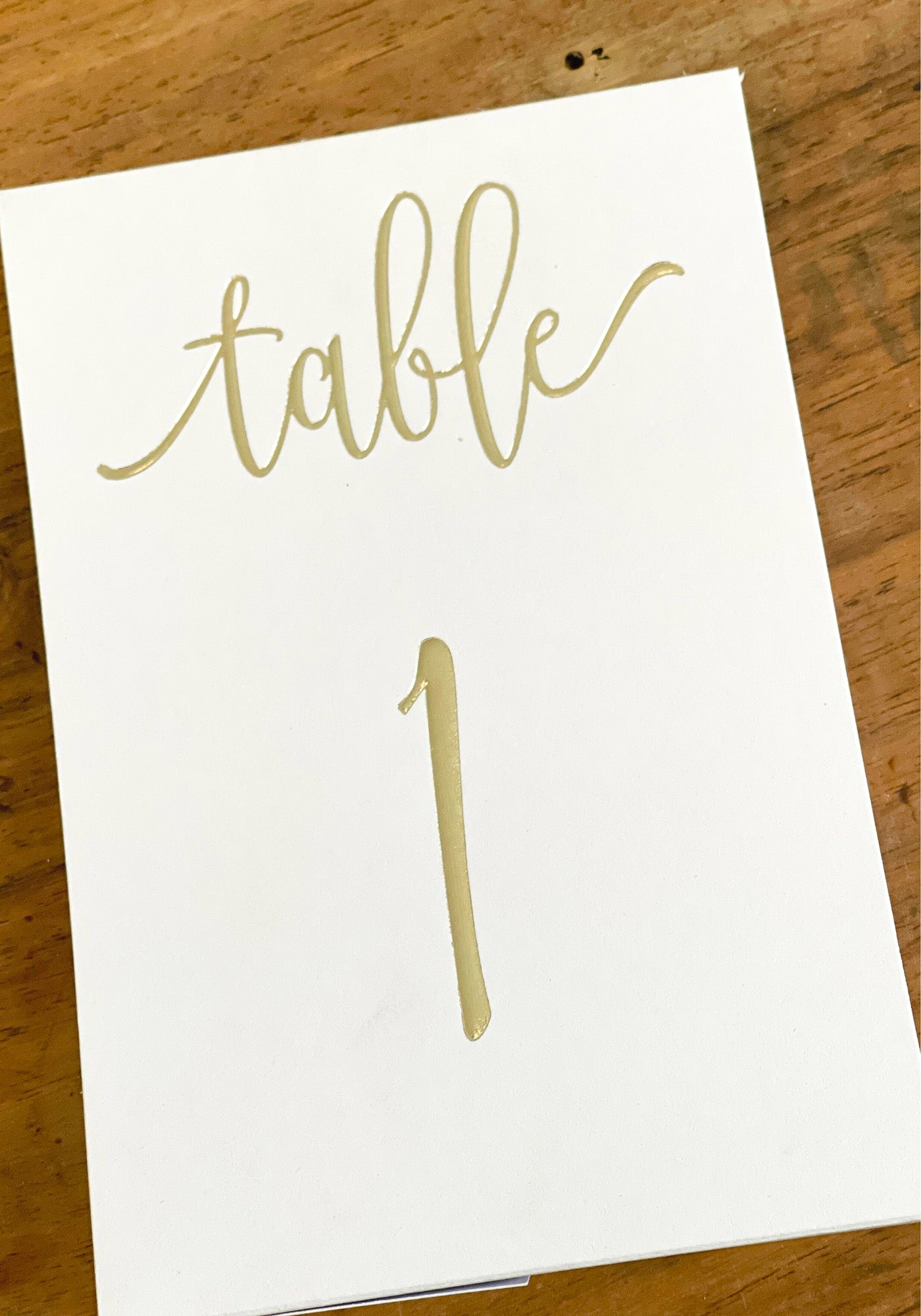 Carte blanche et dorée - numéro de table lot de 10 - Les locations du Tandem