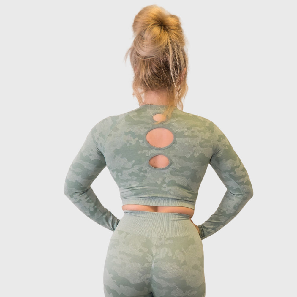 Forrest Camo Crop Top Long Sleeve